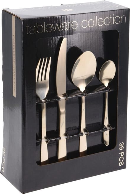 Tableware Collection Bestekset - 39 delig - Zilver met Gouden Accent - RVS