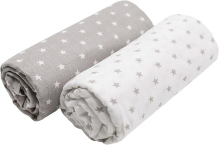 2 Stuks Chiffon Luiers 120 x 120 cm Katoen Wit/Grijs