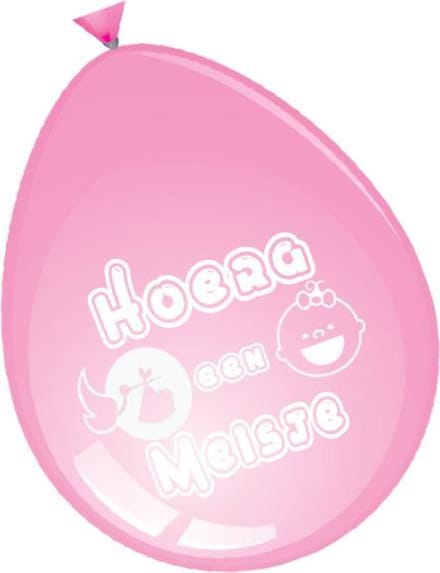 Ballonnen 30cm Hoera Meisje (8 stuks)