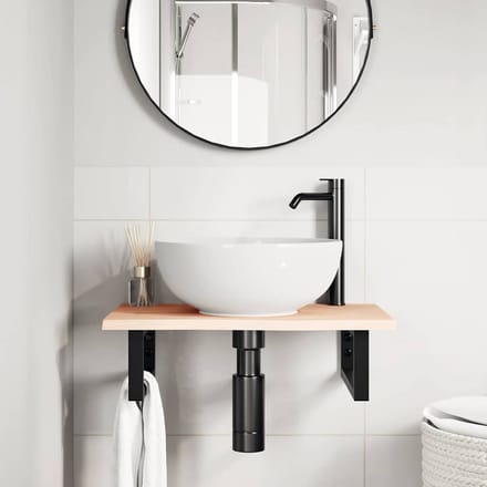 vidaXL - Badkamer - wandschap - staal - en - massief - eikenhout