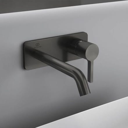 Ideal Standard wall-mounted basin mixer with square rosette, spout 18 cm A7380A5