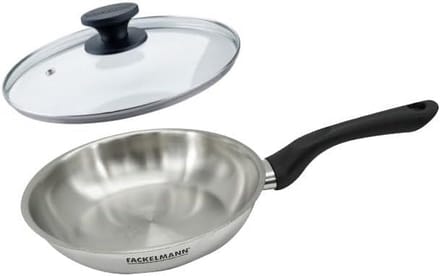 Koekenpan 20 cm RVS met Glazen Deksel voor Inductie