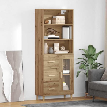 vidaXL - Highboard - Artisan - Eiken - 69,5 - x - 34 - x - 180 - cm - Bewerkt - hout