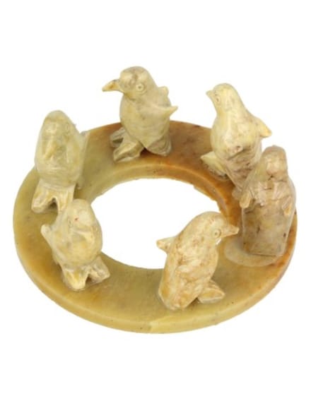 Speksteen Pinguins op ring (8cm)