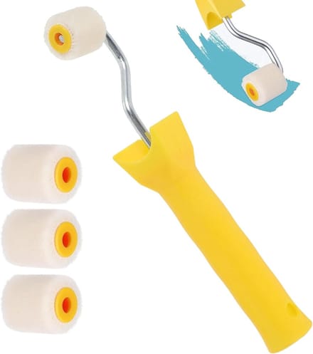 Mini Verfroller voor Muren - Set met Handvat, 4 Vervangbare Rollen en Textuurverf voor Muurdecoratie