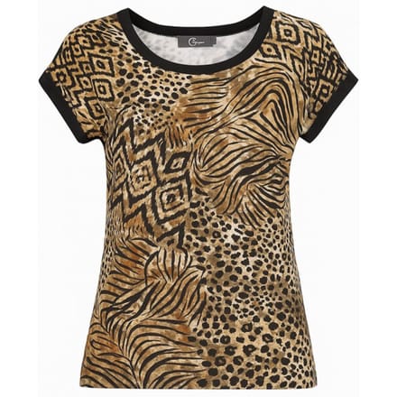Geisha T-shirt with rib jersey aop dessin