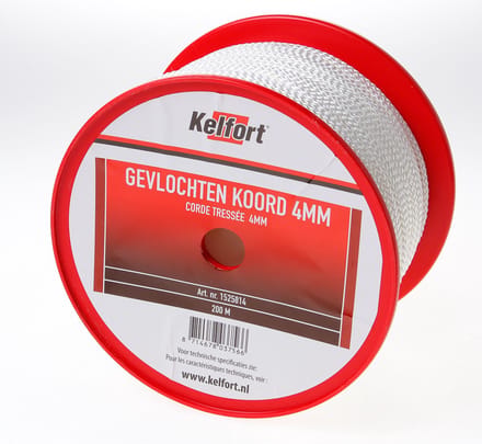 Kelfort Nylonkoord wit gevlochten 4mm