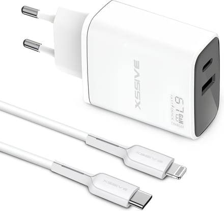 Snelle Oplader geschikt voor iPhone Lightning naar USB C Kabel - 1 Meter - 2 Poorten