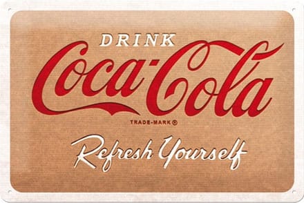 Coca-Cola Cardboard Logo Metalen Bord - 20 x 30 cm