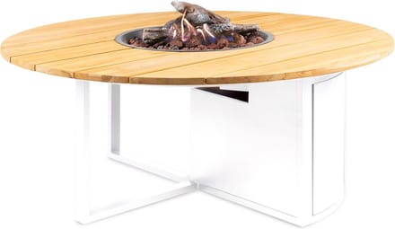 Cosi Fires - Cosiloft Rond White / Teak 120 cm - Vuurtafels - Hout - BruinWit