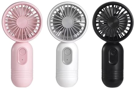 Handventilator - Draagbare Ventilator - 3 stuks - Draagbare miniventilator - Oplaadbaar - Kleine Portable Ventilator met USB - zwart - wit - roze