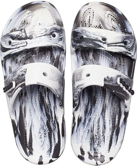 Crocs Classic Marbled - Sandalen - Wit/Zwart - Croslite Materiaal - Lichtgewicht