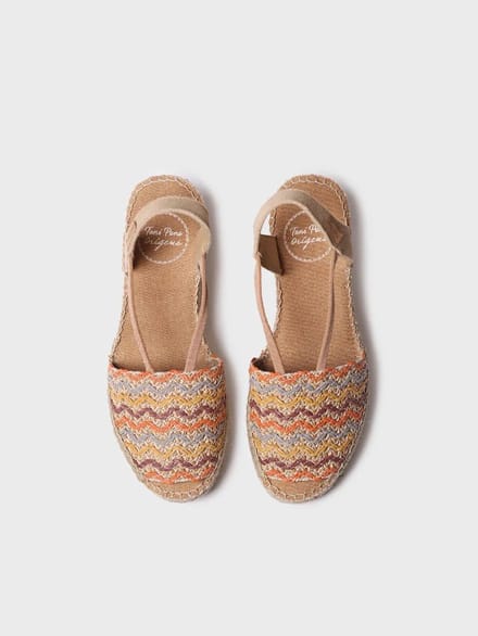 Dames espadrille van veelkleurig katoen met sleehak | SARA-RS