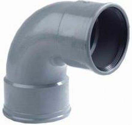 Bocht 87° PVC-U 110 mm SN4 manchet DN100 grijs KOMO/BENOR kort