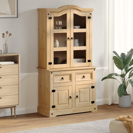 vidaXL - Vitrinekast - Corona - 100x48,5x179 - cm - massief - grenenhout