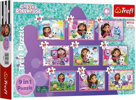 Trefl 9-in-1 puzzelset Gabby's poppenhuis - 330 puzzelstukken - 4+ - 9 puzzels