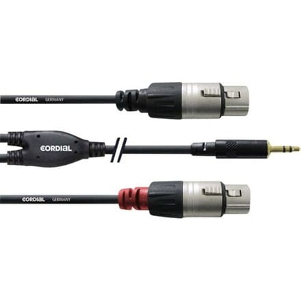 Cordial kabel 3,5 st / 2x XLR fem 1,8m CFY 1,8 WFF - Insert kabel