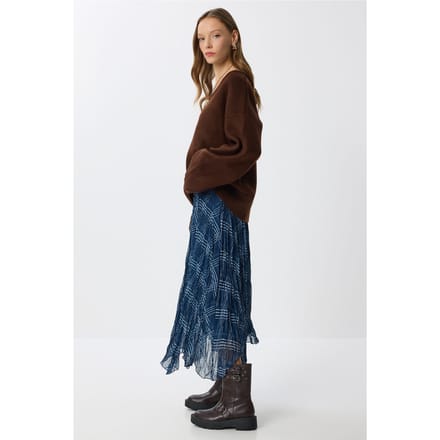 Hoge Taille Asymmetrische Midi Rok met Rits