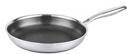 Cheffinger, Bakpan 32 cm met honingraatlaag en lang handvat, Zilver