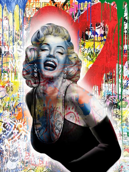 Allernieuwste Canvas Schilderij Marylin Monroe Graffitti - Celebrity Star - Graffitti StreetArt - Kleur - 60 x 80 cm
