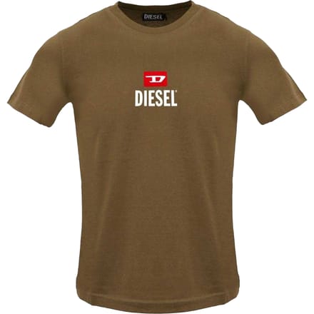 Diesel Heren Gewoon Klein Nieuw D Logo T-Shirt (Koffiebruin)