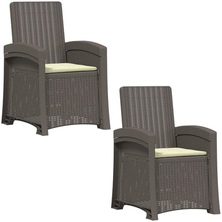 vidaXL - Ligstoel - Rieten - Look - 2 - st - Lichtgrijs - en - Crème - PP