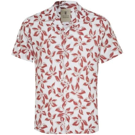 Desoto Overhemd Large Leaves Pattern Lido Collar Grijs-Rood / male