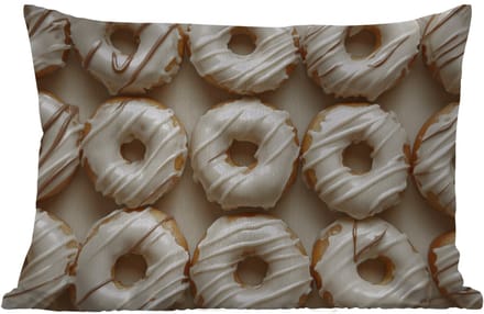 Buitenkussens - Tuin - Donuts - Chocolade - Wit - Beige - 50x30 cm
