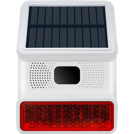 Solar Sound Stroboscoopalarm met 5 afstandsbedieningen Infraroodinductie Anti-interferentie IP65 16.4x12.4x5.9cm wit