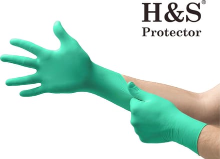 H&S PROTECTOR® - Nitril handschoenen - Wegwerp handschoenen - Groen - S - Poedervrij - 100 stuks