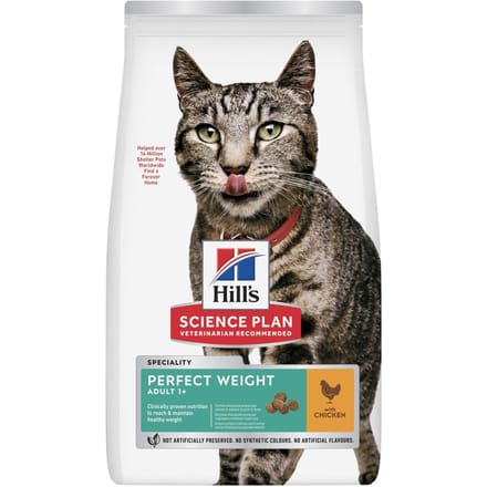 7kg Adult 1+ Perfect Weight Kip Hill's Science Plan Kattenvoer