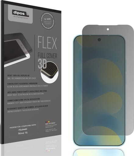 dipos FLEX – Matte Privacy Screenprotector geschikt voor Huawei Nova 16 | Volledige Schermbescherming | Case-Friendly
