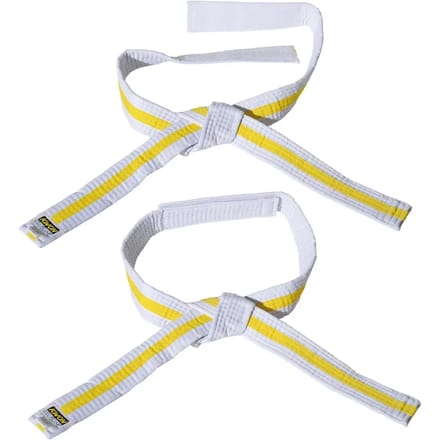 Wit/geel/wit klittenband riem budō kind Kwon