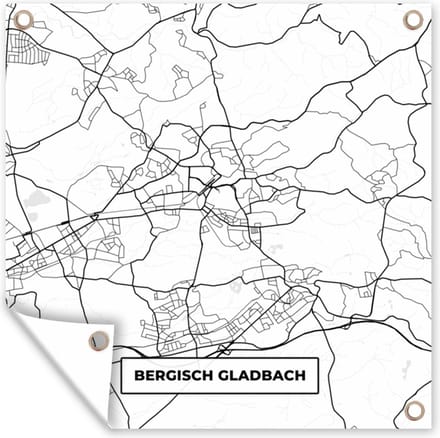 Tuindoek Bergisch Gladbach - Kaart - Plattegrond - Stadskaart - 100x100 cm