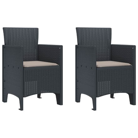 vidaXL Tuinstoel 2 pcs Antraciet 53 x 49 x 85 cm Polypropyleen