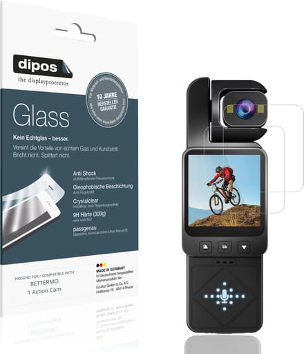 dipos – 2x Pantserfolie geschikt voor BETTERMO 1 Action Cam | 9H Screenprotector