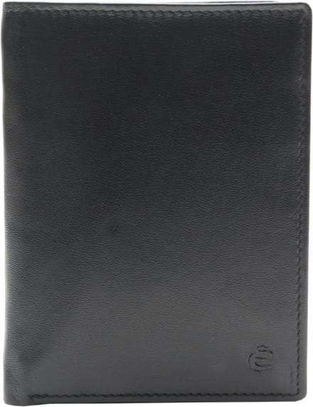 Esquire Leren Portemonnee Compact Wallet Black Zwart