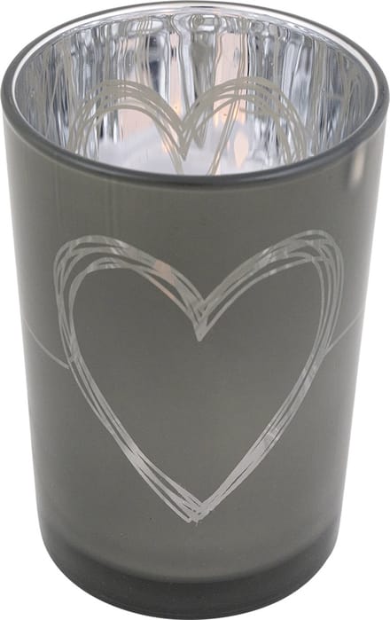 Theelichthouder hart grijs large 18cm