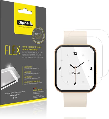 dipos – 2x Beschermfolie geschikt voor Levowatch TINY | 3D Full Cover Screenprotector | 100% Passend