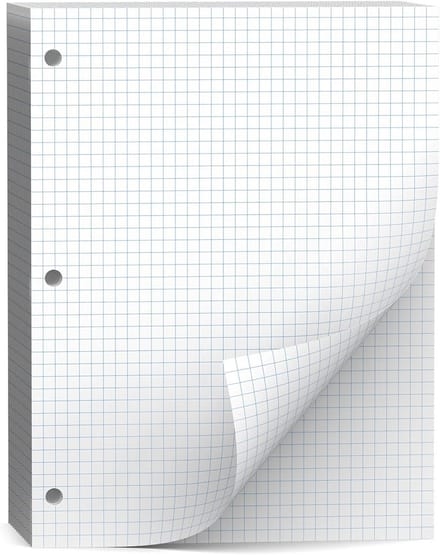 Losbladig Grafiekpapier 4x4 Raster, Geperforeerd voor 3-Ringen, 120 Vellen