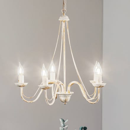 HELAM Kroonluchter Malbo 5-lamps in wit