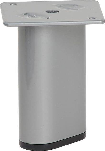 Stalen meubelpoot grijs ovaal 6 bij 3 cm en hoogte 9,5 cm - Set van 4 stuks