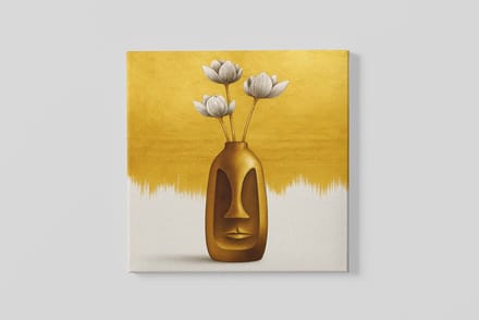 Vierkant Canvas Schilderij - Witte bloemen in vaas - Kunst - 60x60 cm