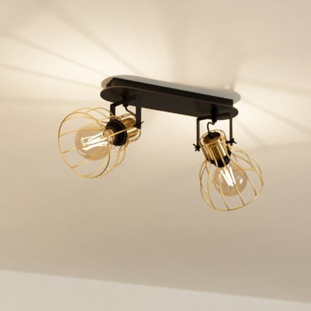 EGLO Sambatello Opbouwspot - E27 - 2-lichts - Zwart, Goud