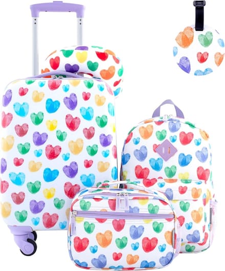 Kinder Reis Set - Bagage Set - Vakantie Voorbereiding - Hart Print Design - 5 Delen
