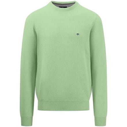 Fynch-Hatton Trui Fine Structure Cotton O-Neck Soft Green / male