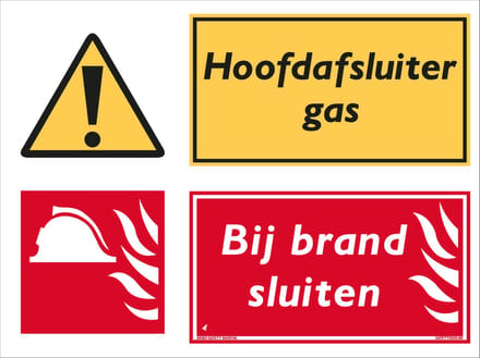 Hoofdafsluiter gas bord - Bij brand sluiten - Forex - 30 x 40 cm