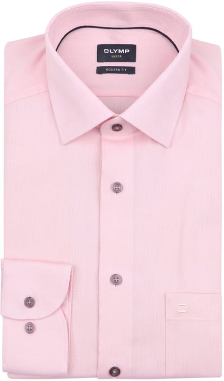 Olymp Luxor Overhemd Structure Roze - Maat 48 - Heren - Overhemden Formeel