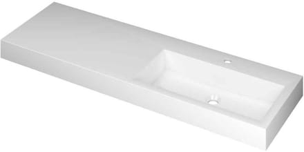 INK Momento Wastafel Polystone Wasbak Rechts met 1 Kraangat - 1400x450x90 mm - Glans Wit