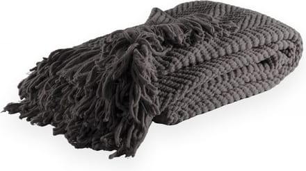 Tiseco - Deken RENEE - warm gebreide structuurplaid - 150x200 cm, Grijs